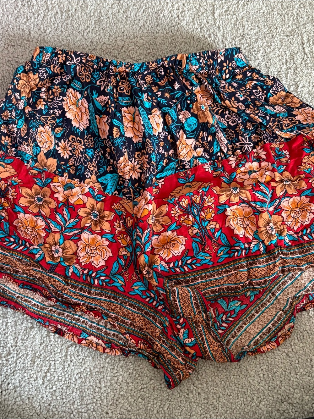 Boho Floral Print Pull-On Shorts Women's Size Small